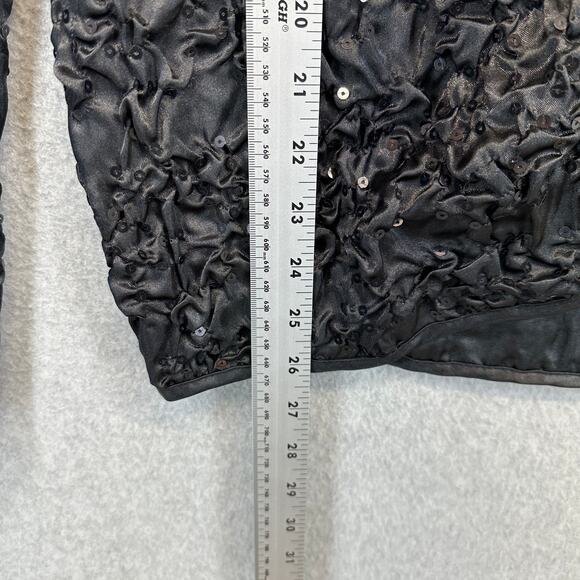 Adressing Woman Jacket Womens Medium Black Full Zip Embellished Crinkle Sequin - Picture 12 of 15